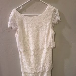 White Donna rico lace tiered dress